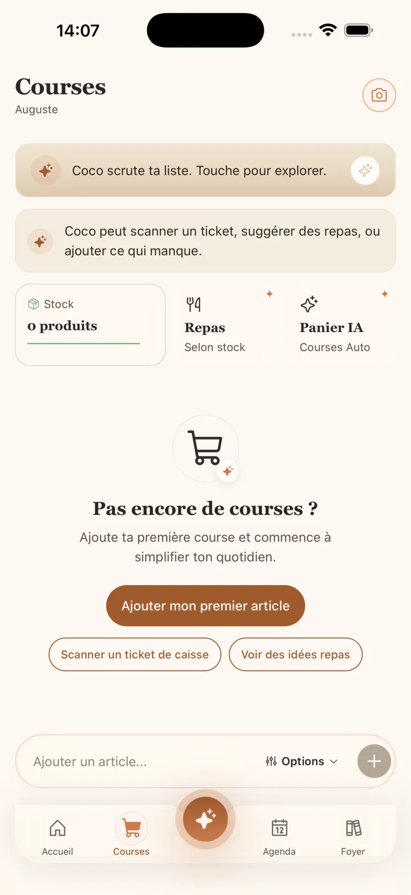 Courses et scan du ticket
